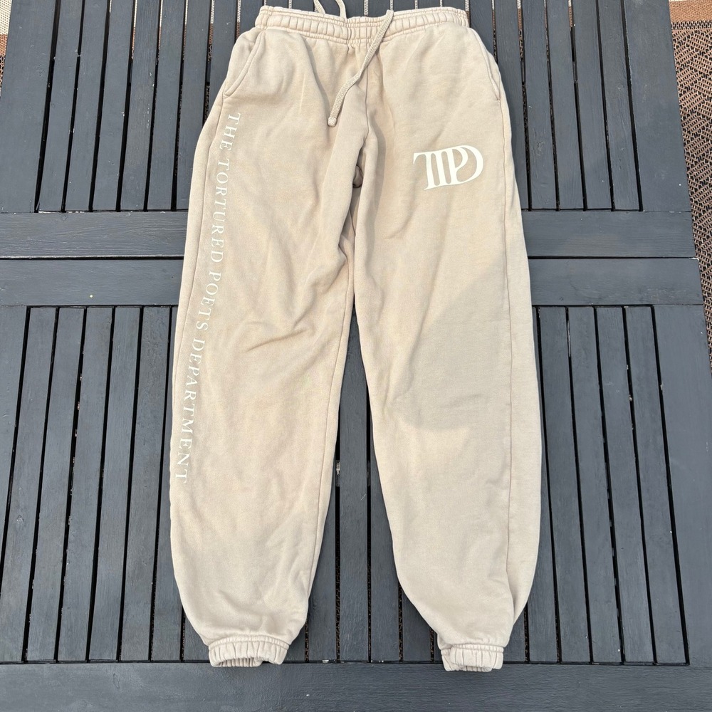 Taylor Swift TTPD Sweatpants Small Beige Good Condition Tortured Poets Joggers